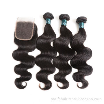 7A and 8A Virgin Indian Hair Bundles Body Wave Human Hair Extensions, 6A Virgin Indian Hair Weave Bundles With Frontal Closure